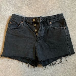TOPSHOP Ashley Washed Black Distressed Denim Short